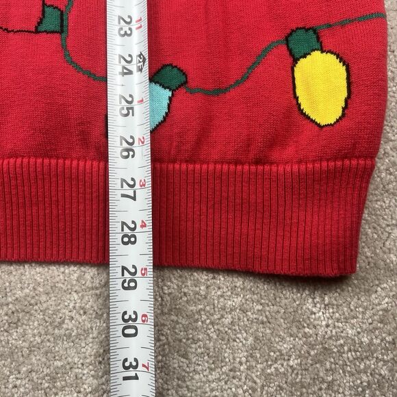 Disney Store Mickey Mouse Christmas Sweater Size Large Red Holiday Bulbs Knit - Picture 6 of 7